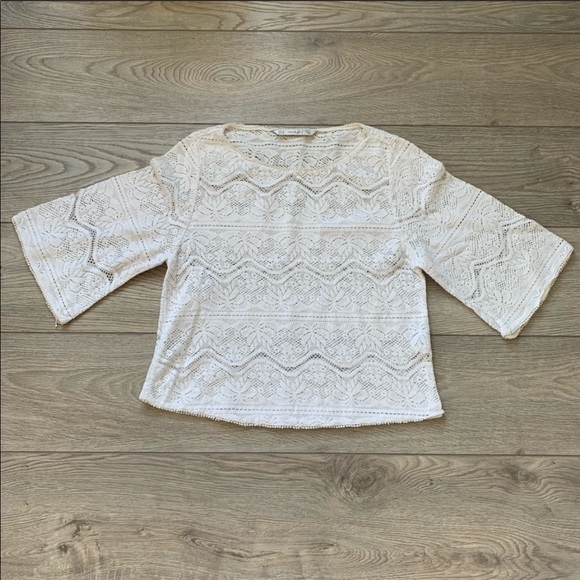 Zara Crochet Lace Boho Top Size Medium - Picture 1 of 3